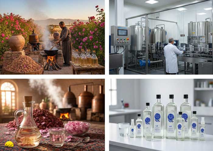 گلاب کاشان؛ تفاوت گلاب سنتی و صنعتی و راهنمای کامل مصرف